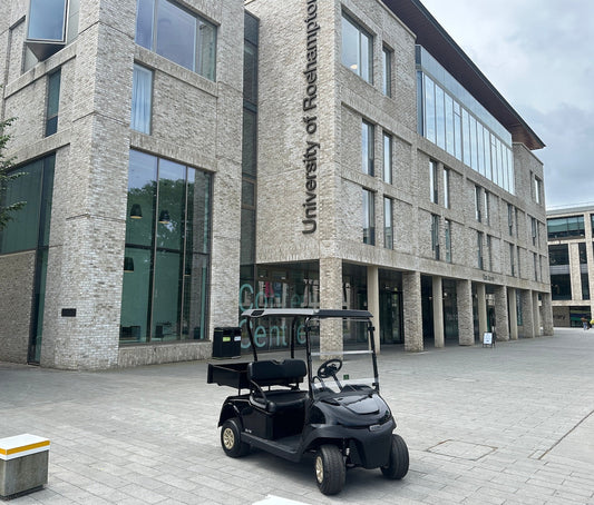 EZGO RXV ELiTE fitted with Cargo Box EZGO golf buggy